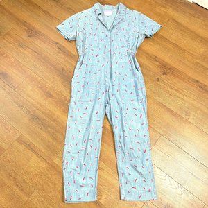 Bonobos Riviera Pants Womens S Blue Chambray Red Caliente Peppers Jumpsuit